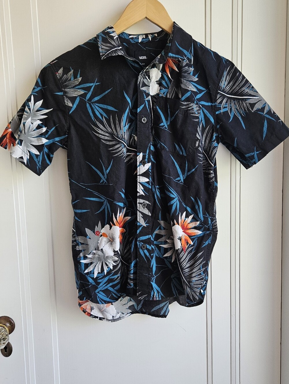 Vans Black Floral Short-Sleeve Button-Up Shirt